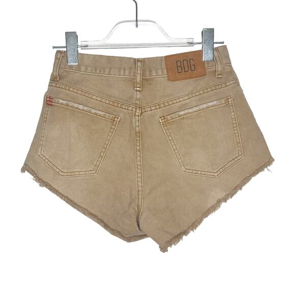 BDG by URBAN OUTFITTERS Cheeky High Rise Denim Shorts Frayed Hem Beige Size 26 - Picture 9 of 9